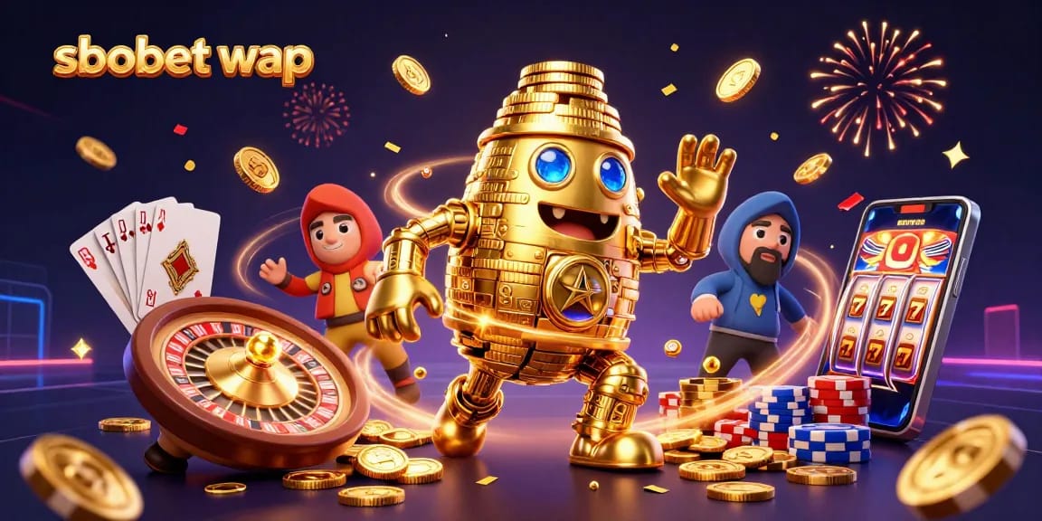 Engage with sbobet wap through vibrant betting action featuring dynamic casino elements and a golden golem.