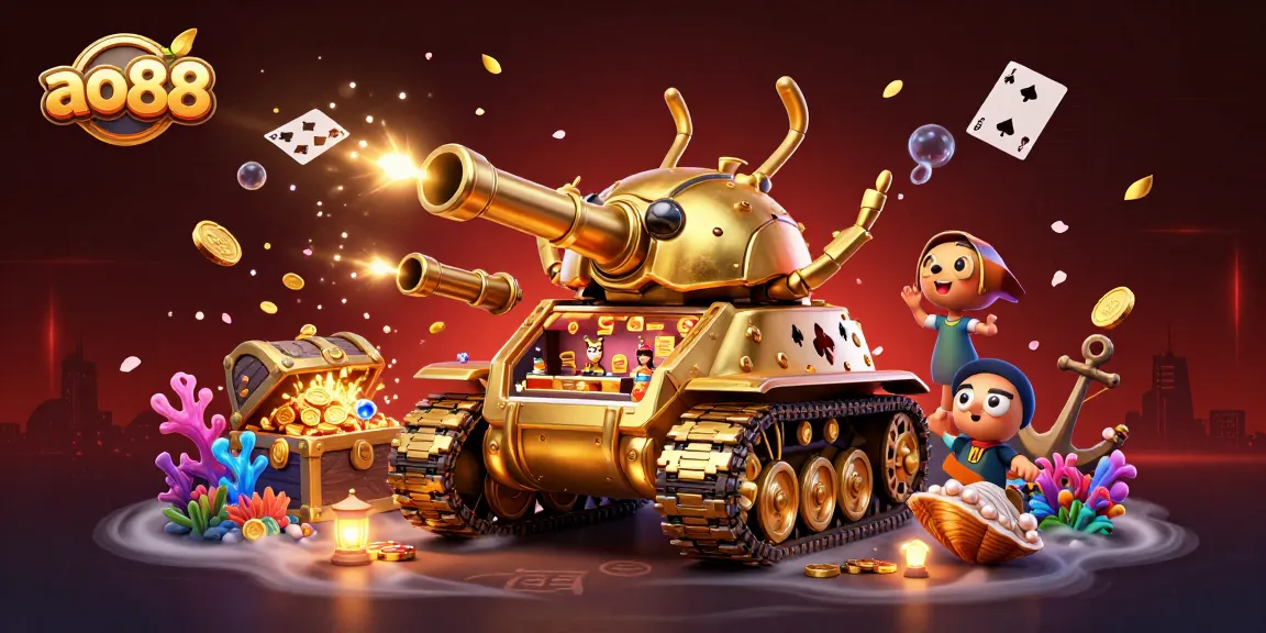 Experience the thrill of ao88 with a vibrant 3D casino tank revealing mini games and treasures.