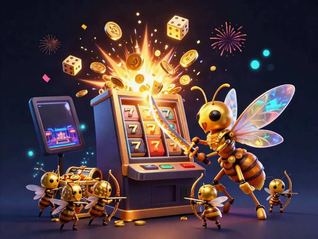 Experience the excitement of Game bài đổi thưởng with golden coins and thrilling gaming elements in this vibrant casino scene.