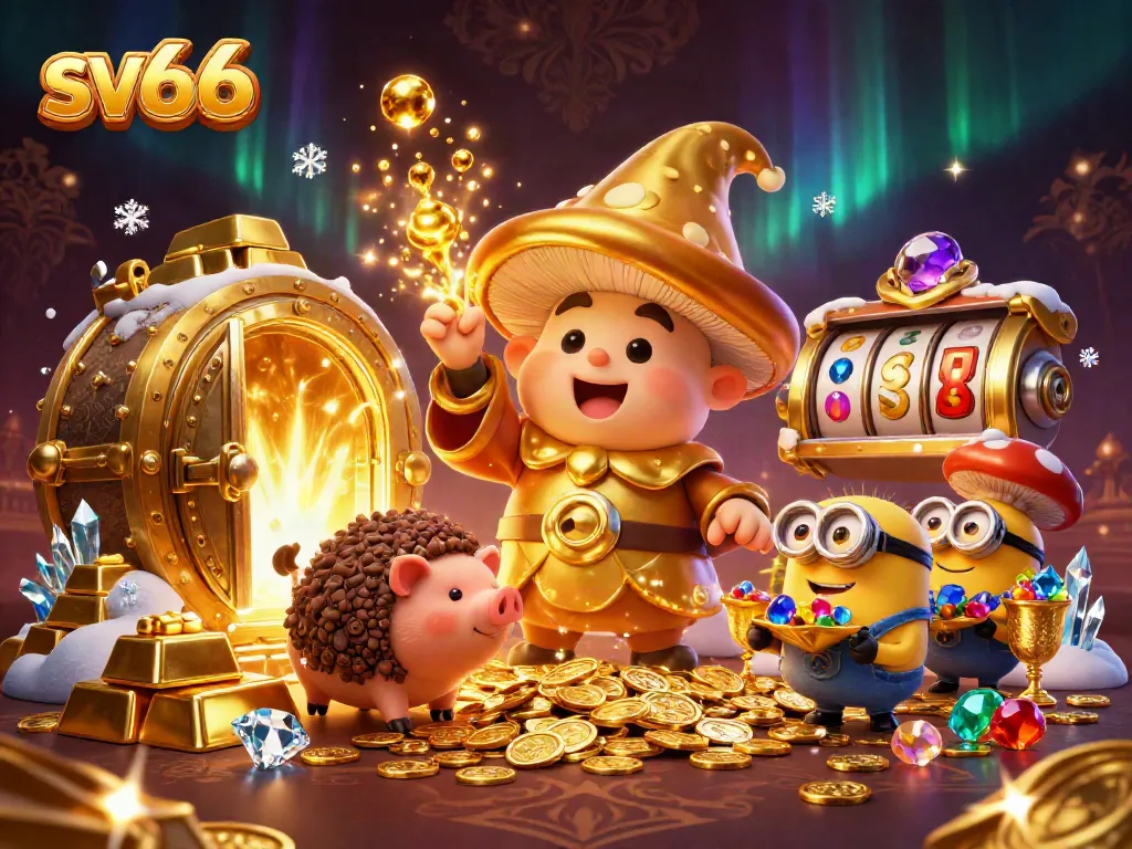 Experience winning strategies at sv66 with this vibrant, immersive casino-themed illustration.