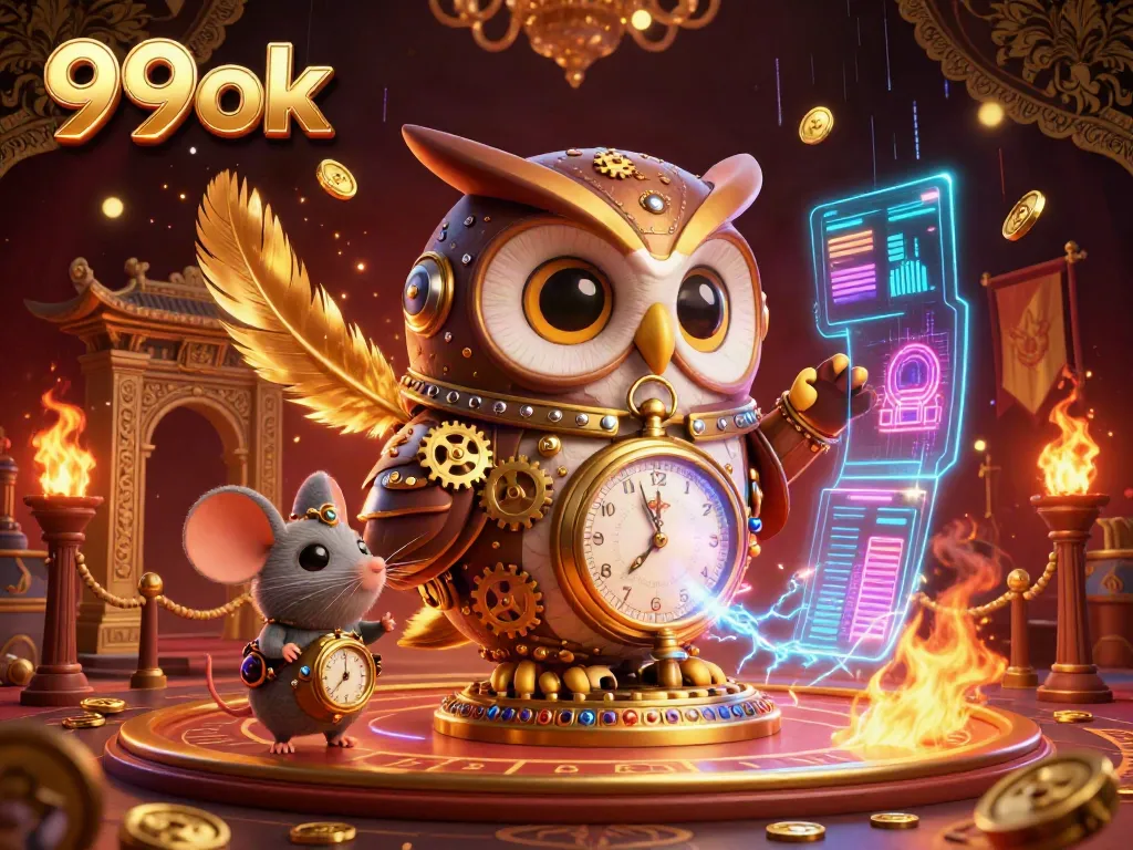 Experience thrilling games at 99ok featuring a time-traveler owl and steampunk elements.