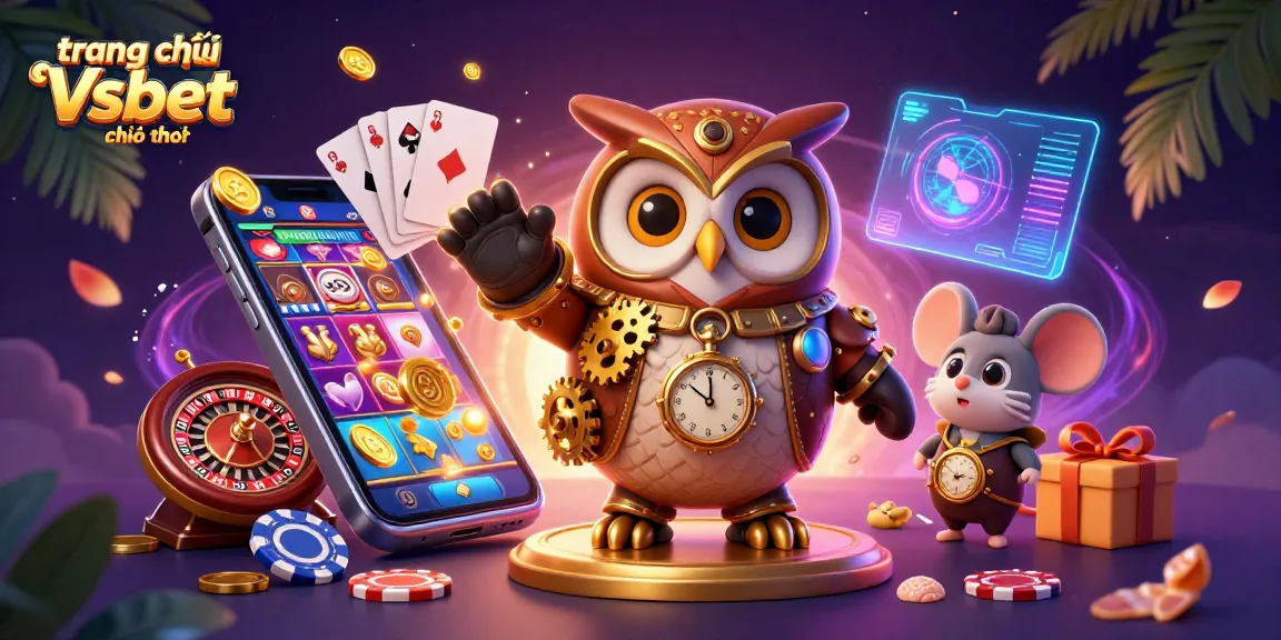 Engage with the exciting world of trang chủ Vsbet chính thức through a colorful steampunk casino illustration.