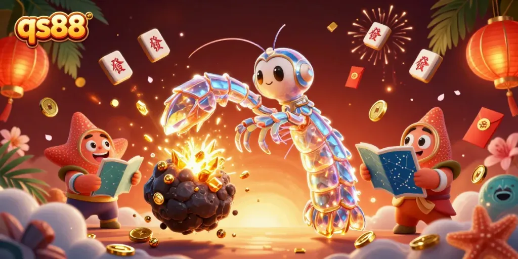 Engage in thrilling slots action at qs88 with vibrant casino elements and dynamic characters.