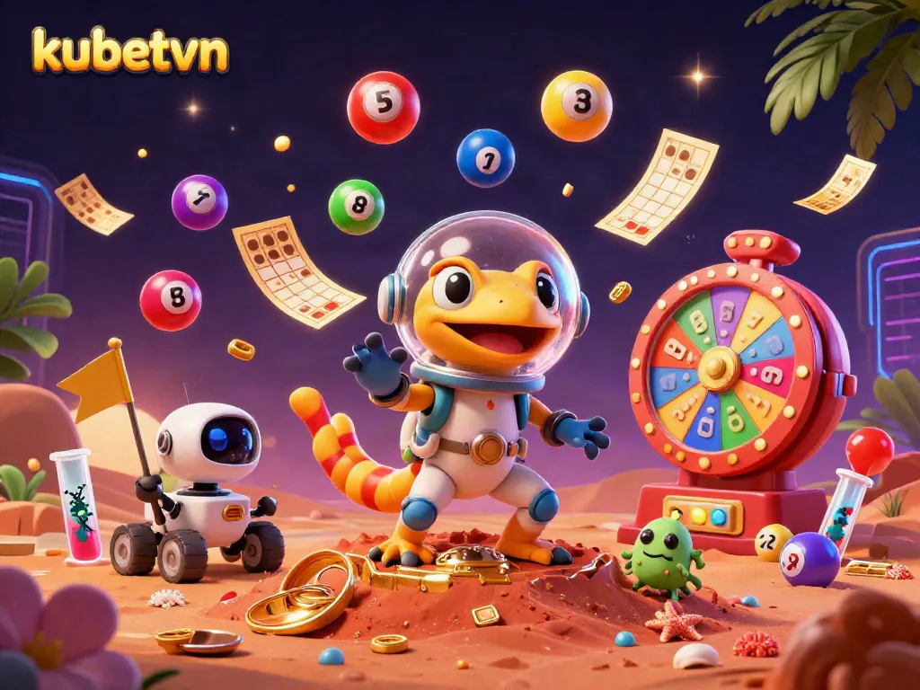 Explore vibrant casino wonders with kubetvn's Martian gecko in a unique gambling adventure.