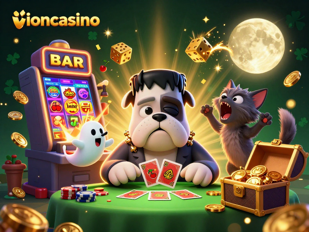 Experience the thrilling atmosphere of ioncasino with a vibrant 3D casino scene featuring iconic characters and game elements.