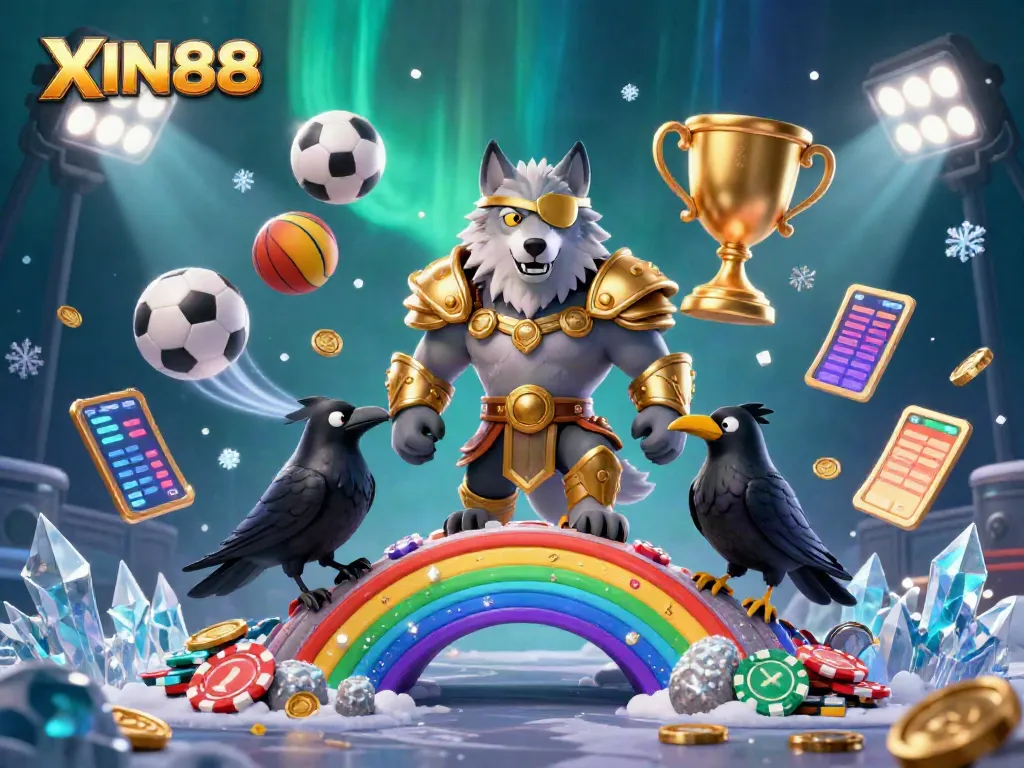 XIN88 offers thrilling online gaming experiences with a wolf and ravens amidst dynamic action.