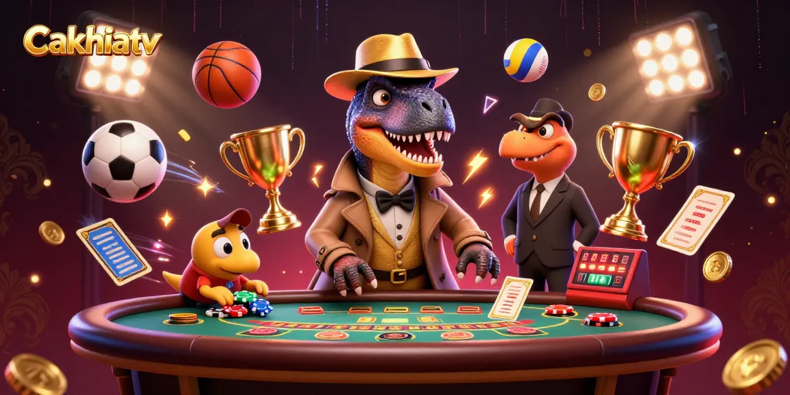 Cakhiatv showcases a velociraptor card counter and a stegosaurus pit boss amid dynamic gambling action