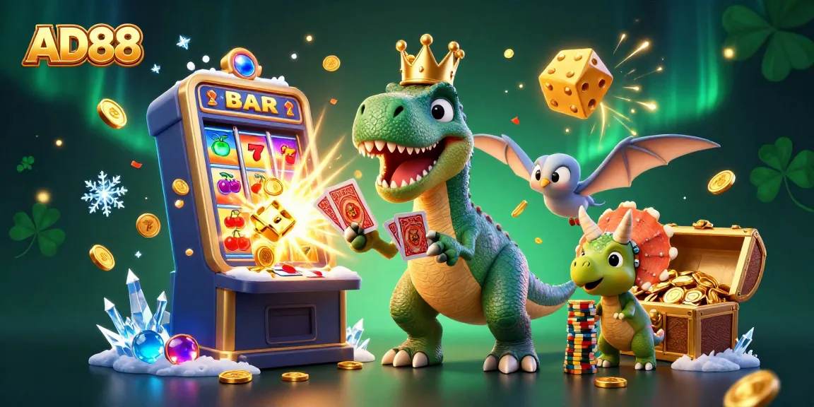 Experience thrilling gameplay with AD88's 3D cartoon characters in an exciting casino scene.