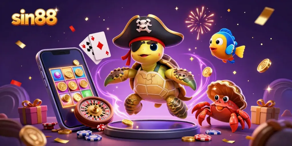 Engage with sin88's exciting casino world featuring vibrant characters and dynamic game elements.