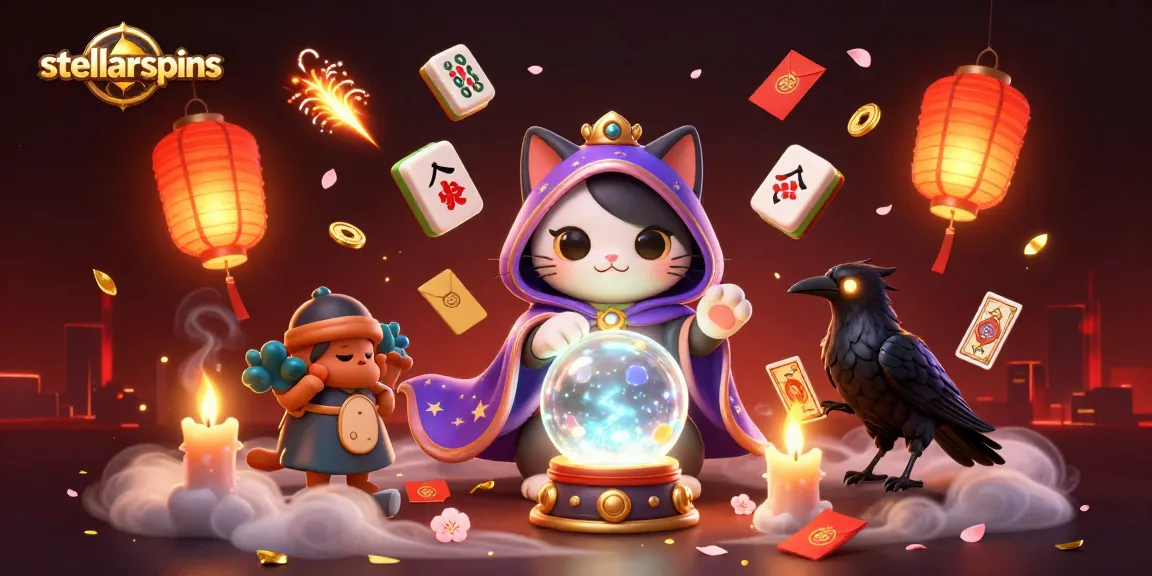 Experience the magic of stellarspins with a vibrant, animated casino scene featuring mystical characters.