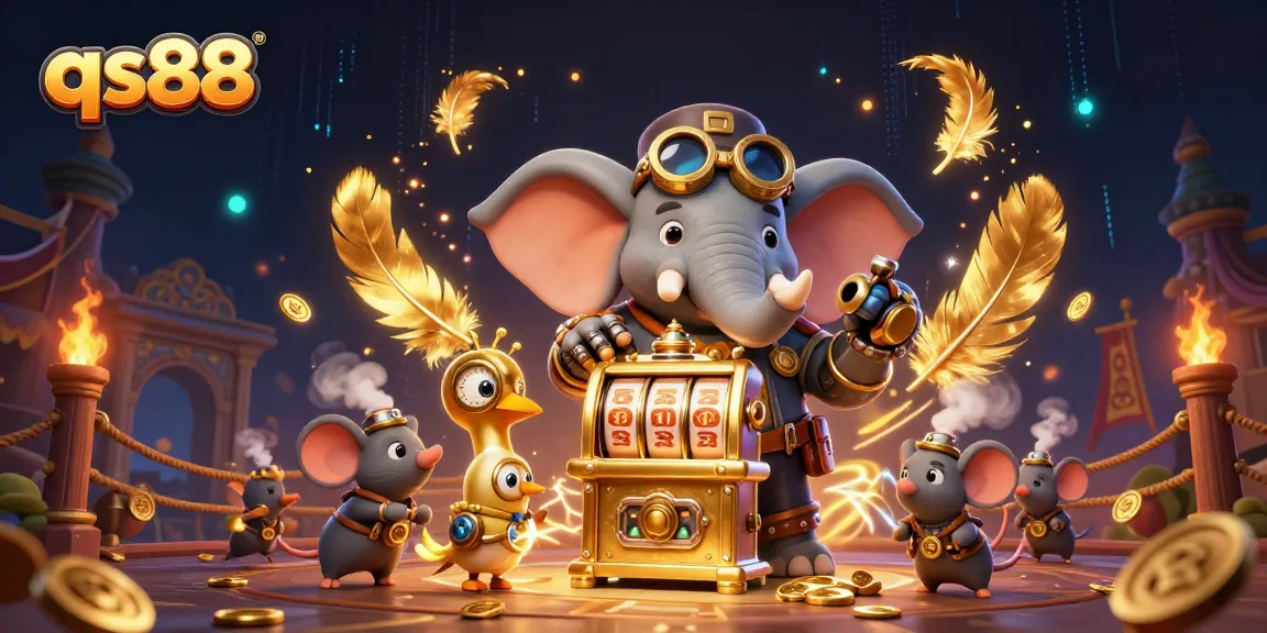 Spin the golden slot machine with qs88's 3D elephant engineer while enjoying dynamic casino elements.