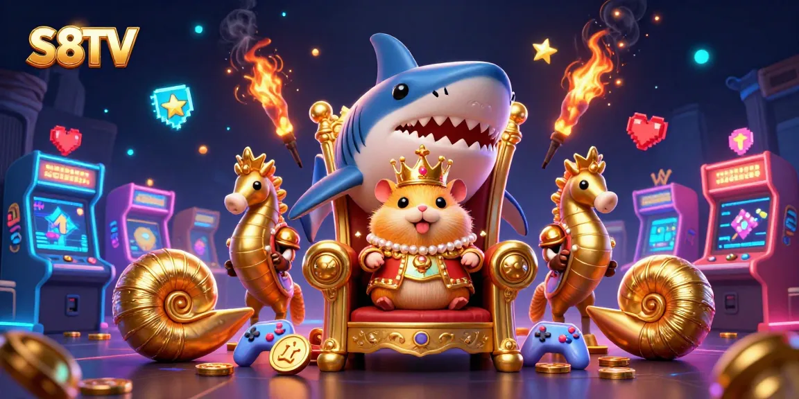 Experience thrilling action with S8TV’s vibrant gambling scene featuring fierce characters around arcade games.