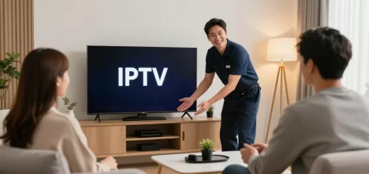 Professional IPTV UK provider assisting local homeowner with setup, trusted service.